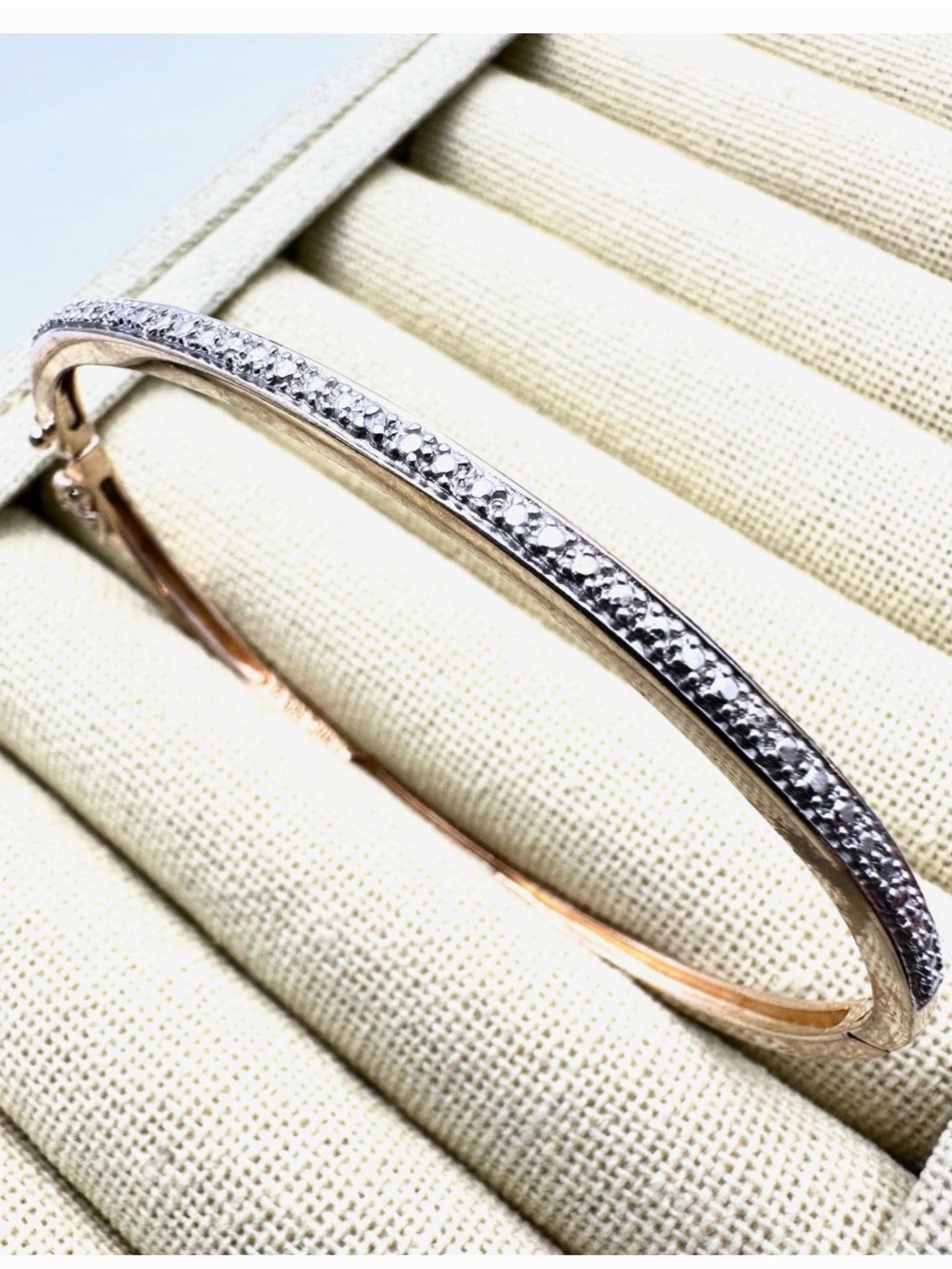 Ross Simons Gold Plated Sterling Silver
Diamond Hinged Bangle Bracelet